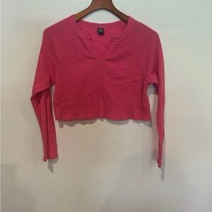 Wild Fable Vibrant Pink Long Sleeve Crop Top